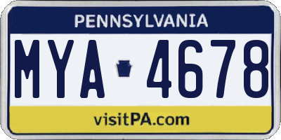 PA license plate MYA4678