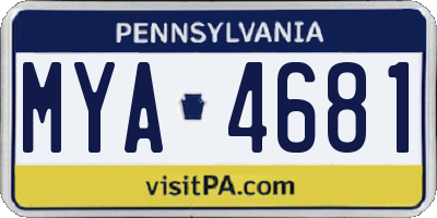 PA license plate MYA4681
