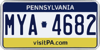 PA license plate MYA4682