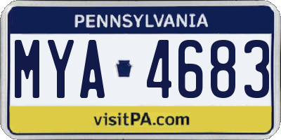 PA license plate MYA4683