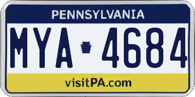 PA license plate MYA4684