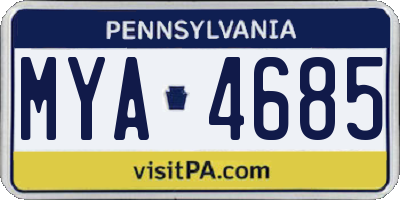 PA license plate MYA4685