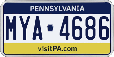 PA license plate MYA4686