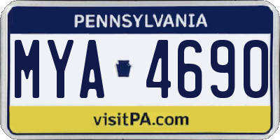 PA license plate MYA4690