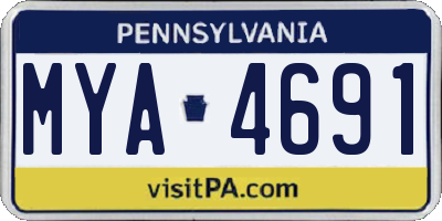 PA license plate MYA4691