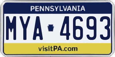 PA license plate MYA4693