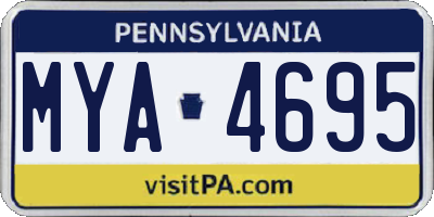 PA license plate MYA4695