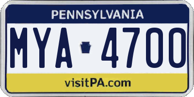 PA license plate MYA4700