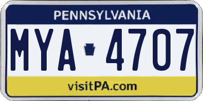 PA license plate MYA4707