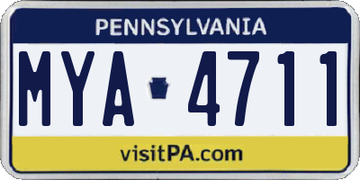 PA license plate MYA4711