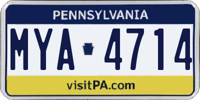 PA license plate MYA4714