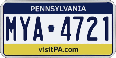 PA license plate MYA4721