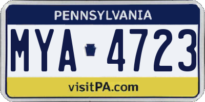 PA license plate MYA4723