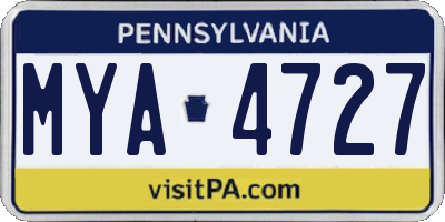 PA license plate MYA4727