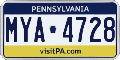 PA license plate MYA4728