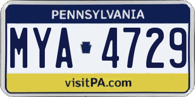 PA license plate MYA4729