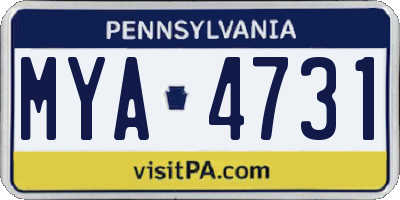 PA license plate MYA4731