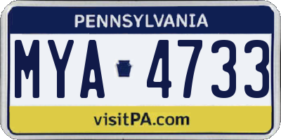 PA license plate MYA4733