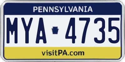 PA license plate MYA4735