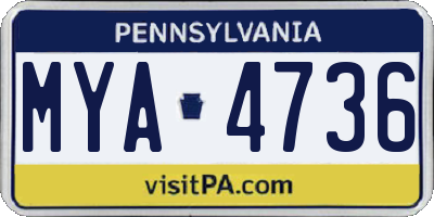 PA license plate MYA4736