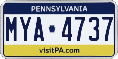 PA license plate MYA4737