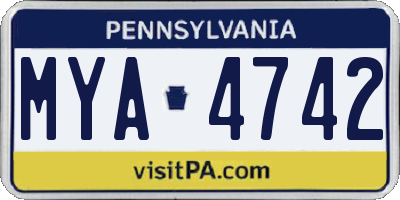 PA license plate MYA4742
