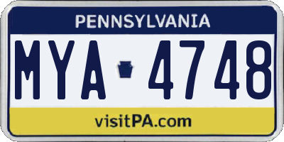PA license plate MYA4748