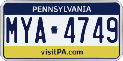 PA license plate MYA4749
