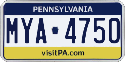 PA license plate MYA4750