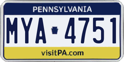 PA license plate MYA4751