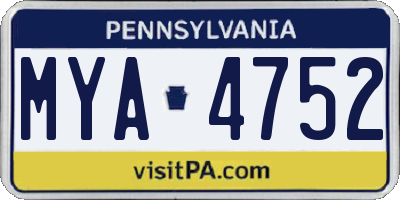 PA license plate MYA4752