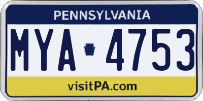 PA license plate MYA4753