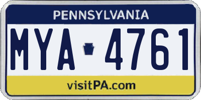 PA license plate MYA4761