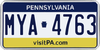 PA license plate MYA4763