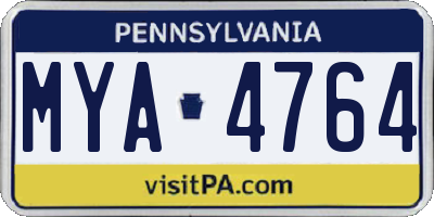 PA license plate MYA4764