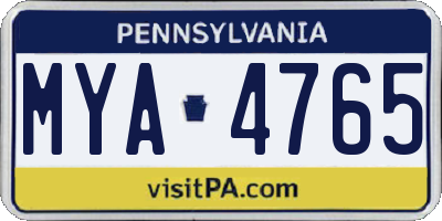 PA license plate MYA4765