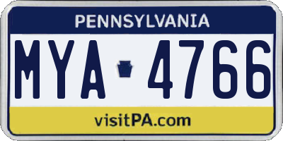 PA license plate MYA4766