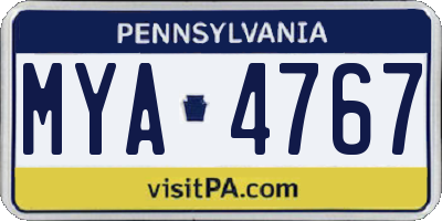 PA license plate MYA4767