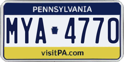 PA license plate MYA4770