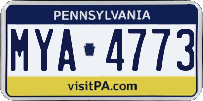 PA license plate MYA4773