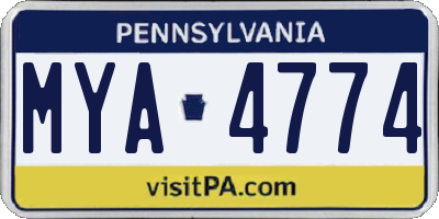 PA license plate MYA4774