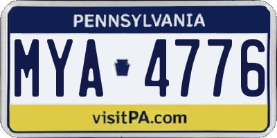 PA license plate MYA4776