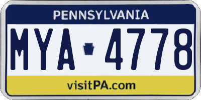 PA license plate MYA4778