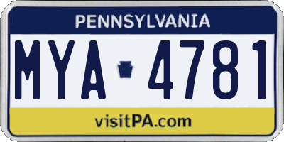 PA license plate MYA4781