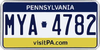 PA license plate MYA4782