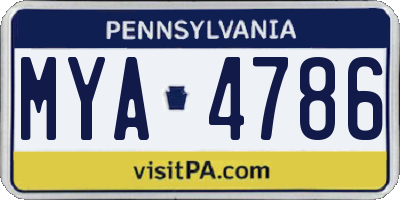 PA license plate MYA4786