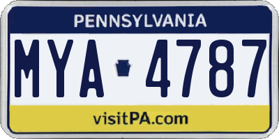PA license plate MYA4787