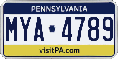 PA license plate MYA4789