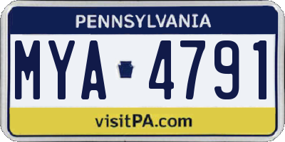 PA license plate MYA4791