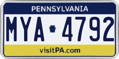 PA license plate MYA4792